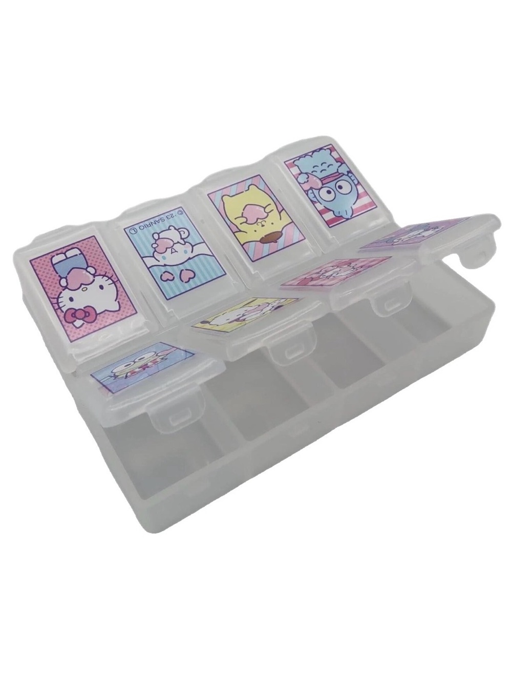 Sanrio Characters 8 Pocket Pill Case Daiso Japan Kawaii Organizer Hello Kitty - Picture 4 of 5